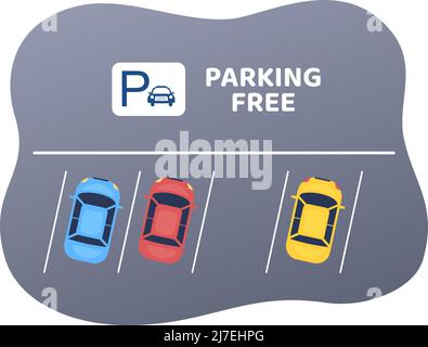 Premium Vector  Valet parking with ticket image and multiple cars on  public car park in flat cartoon illustration