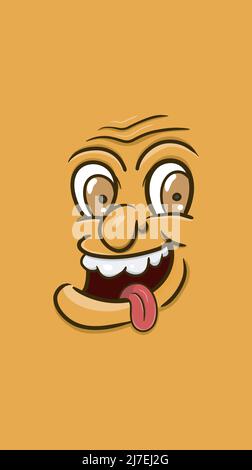 Cartoon People Face With Funny Expression For Background and Walpaper. Clip Art Vector. Vector and Illustration Stock Vector