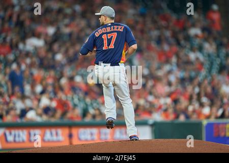 Houston Tx. 08/05/2022, May 8 2022: Houston pitcher Jake Odorizzi (17) throws a pitch during the game with Detroit Tigers and Houston Astros held at Minute Maid Park in Houston Tx. David Seelig/Cal Sport Medi Stock Photo