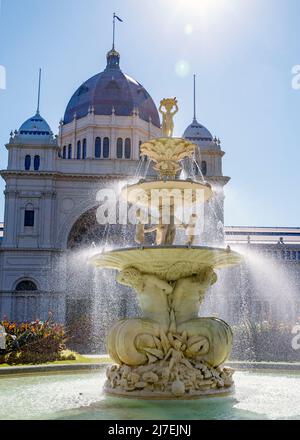 Hochgurtel Fountain outside the Royal Exhibition Building, Carlton Gardens, Melbourne, Victoria, Australia, Saturday, April 16, 2022.Photo: David Rowl Stock Photo