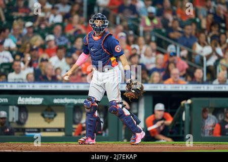Houston Tx. 08/05/2022, May 8 2022: Houston catcher Jason Castro (18) in action during the game with Detroit Tigers and Houston Astros held at Minute Maid Park in Houston Tx. David Seelig/Cal Sport Medi Stock Photo