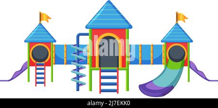 A children playground slide set on white background illustration Stock Vector