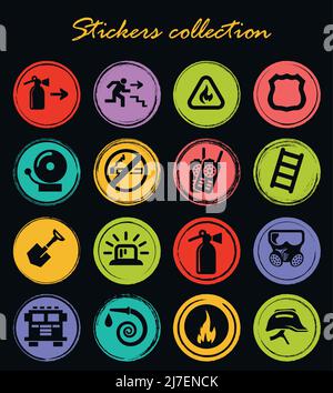 Fire-brigade vector icons for user interface design Stock Vector