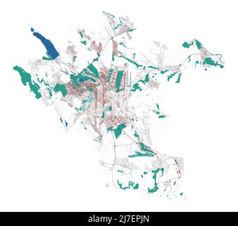 Chisinau vector map. Detailed map of Chisinau city administrative area. Cityscape panorama. Royalty free vector illustration. Outline map with buildin Stock Vector