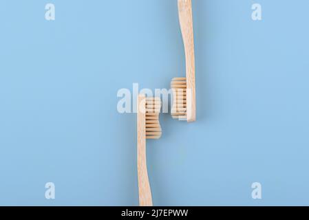 Bamboo toothbrush, zero waste care products Stock Photo
