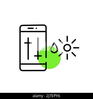 Temperature and humidity remote control smart farming technologies. Pixel perfect, editable stroke icons Stock Vector
