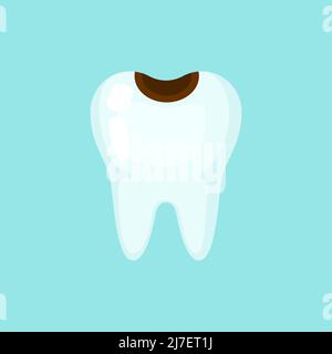 Ill caries tooth, cute colorful vector icon illustration Stock Vector