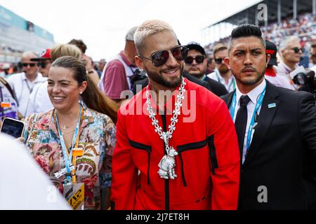 Miami, USA, 08/05/2022, Maluma during the Formula 1 Crypto.com Miami Grand Prix 2022, 5th round of the 2022 FIA Formula One World Championship, on the Miami International Autodrome, from Miami Gardens, Florida, United States of America, May 8/05/2022, - Photo: Julien Delfosse/DPPI/LiveMedia Stock Photo