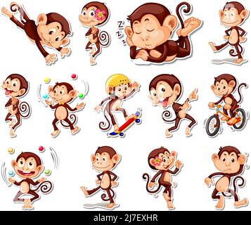 monkeys comic characters animals group Stock Vector Image & Art - Alamy