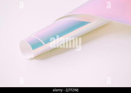 Image of surreal curved  object with volume in iridiscent pastel colors Stock Photo