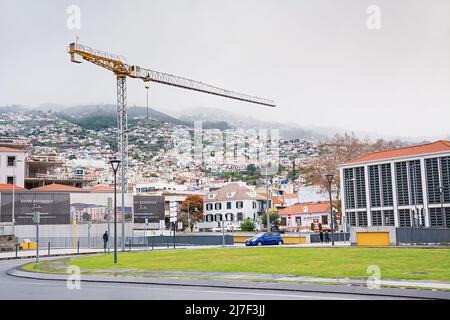 FUNCHAL, MADEIRA ISLAND - February 20, 2022: Town street of Funchal - capital of Madeira island, Portugal. Stock Photo