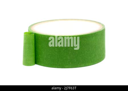 Green sticky tape isolated on white background Stock Photo