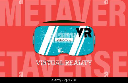 Metaverse digital cyber world technology, VR goggle, AR augmented reality Stock Vector