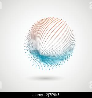 Wave rhythm line dynamic abstract vector background. Circle swirl shape illustration. Vector rounded lines Stock Vector