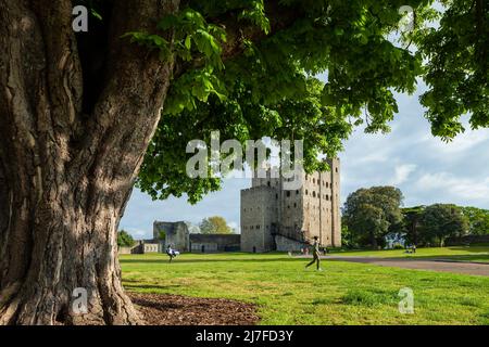 Spring afternoon at Rochester Castle in Kent, England. Stock Photo