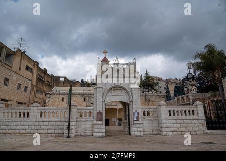 Exterior of the Greek Orthodox Church of the Annunciation, Nazareth, Israel The Greek Orthodox Church of the Annunciation also known as the Greek Orth Stock Photo