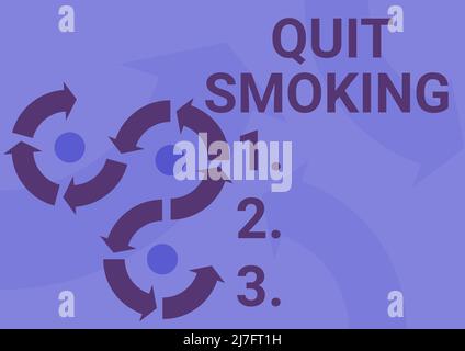 Writing displaying text Quit Smoking. Word for Discontinuing or stopping the use of tobacco addiction Arrow sign symbolizing successfully Stock Photo