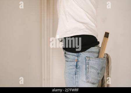 Woman renovating room Stock Photo
