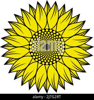 Simple Isolated Black and Yellow Vector Sunflower Stock Vector