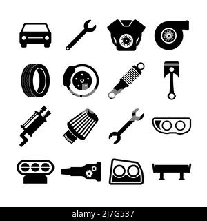 Car parts vector icon set on white background Stock Vector