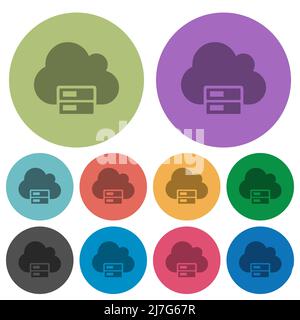 Cloud storage darker flat icons on color round background Stock Vector