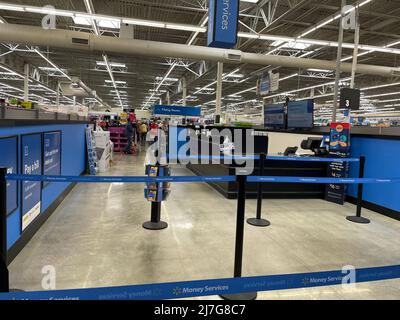 Grovetown, Ga USA - 04 20 22: Walmart money center interior store Stock Photo