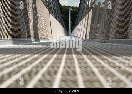 Dolni Morava, Czech Republic. 09th May, 2022. The world's longest suspension footbridge, Sky Bridge 721 in Dolni Morava, Czech Republic, May 9, 2022. Credit: Josef Vostarek/CTK Photo/Alamy Live News Stock Photo