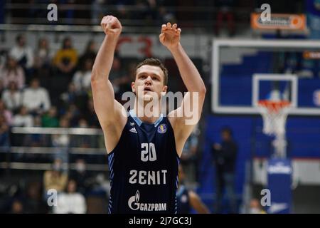 Saint Petersburg, Russia. 08th May, 2022. Andrey Zubkov (No.20) of Zenit in action during the second match 1/2 finals of the VTB United League basketball match between Zenit and UNICS at Sibur Arena. Final score; Zenit Saint Petersburg 76:67 UNICS Kazan. (Photo by Maksim Konstantinov/SOPA Images/Sipa USA) Credit: Sipa USA/Alamy Live News Stock Photo