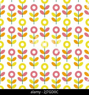 Pattern with flowers from geometric shapes. Floral vector illustration.  Stock Vector