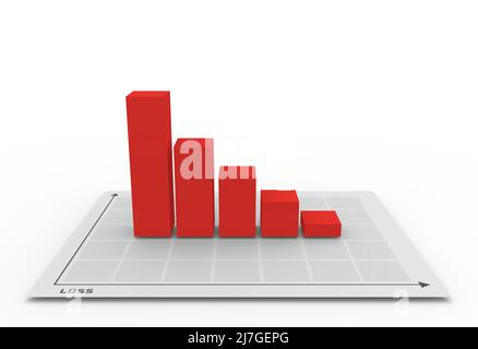 3D graph going down in loss concept Stock Photo