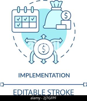 Implementation turquoise concept icon Stock Vector