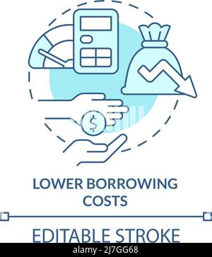 Lower borrowing costs turquoise concept icon Stock Vector