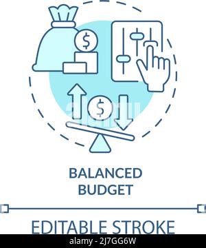 Balanced budget turquoise concept icon Stock Vector