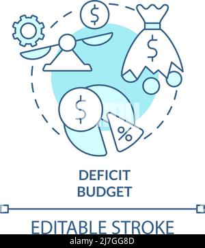 Deficit budget turquoise concept icon Stock Vector