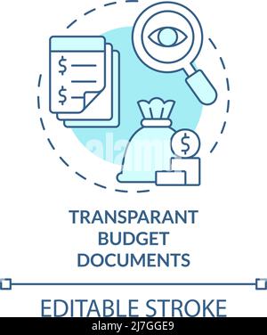 Transparent budget documents turquoise concept icon Stock Vector