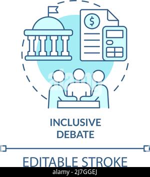 Inclusive debate turquoise concept icon Stock Vector