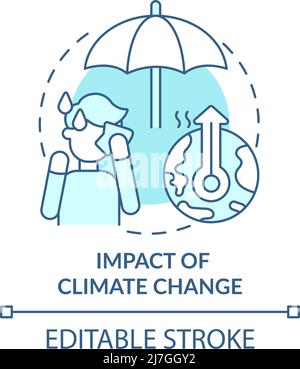Impact of climate change turquoise concept icon Stock Vector