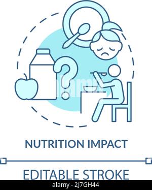 Nutrition impact turquoise concept icon Stock Vector