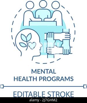 Mental health programs turquoise concept icon Stock Vector
