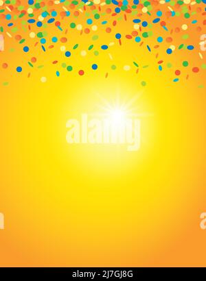 sunny background with colorful confetti and copy space Stock Vector