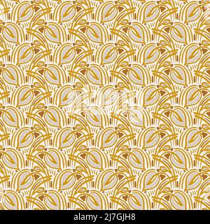 Gender neutral foliage leaf seamless raster background. Simple whimsical 2 tone pattern. Kids nursery wallpaper or scandi all over print. Stock Photo