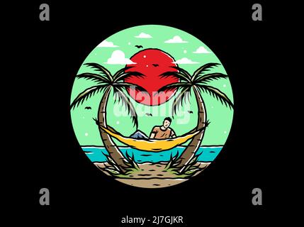 reloax on hammock on the beach illustration Stock Vector Image & Art ...
