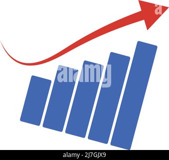 Icon with tilted bar graph and rising arrow. Editable vector Stock ...
