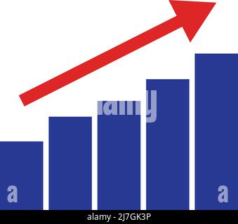 Icon with tilted bar graph and rising arrow. Editable vector Stock ...