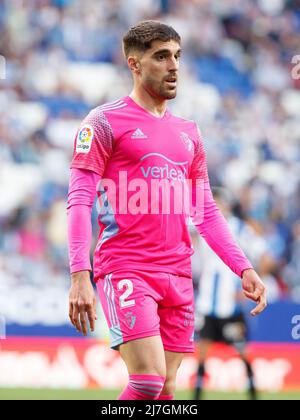 Nacho Vidal of CA osasuna during the Liga match between RCD Espanyol and CA Osasuna at RCDE Stadium in Cornella, Spain. Stock Photo