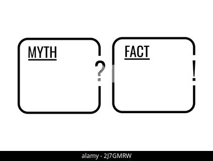 Myth and fact check list line art vector set. Stock Vector