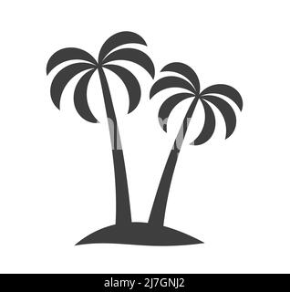 Palm trees on the island icon isolated on white background. Vector illustration. Stock Vector