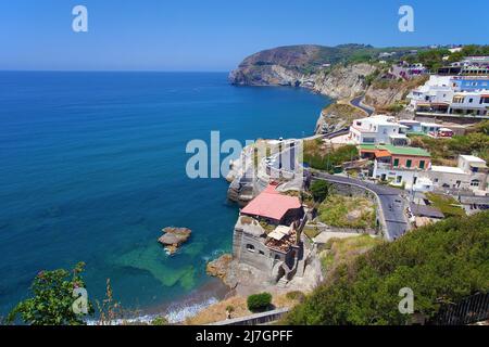 View on the picturesque coast of Sant'Angelo, Ischia Island, Italy, Tyrrhenian Sea, Mediterranean sea Stock Photo