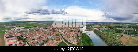 aerial panoramic view in Tordesillas, Valladolid Stock Photo