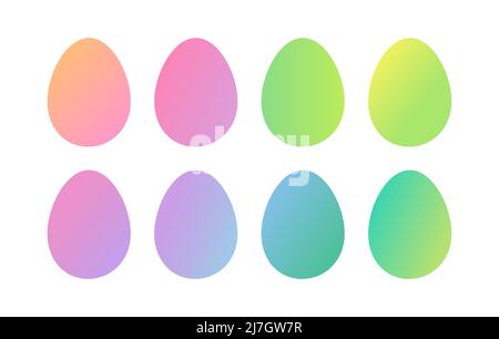 Easter eggs pastel colorful set of icons. Gradient Easter eggs vector illustration Stock Vector